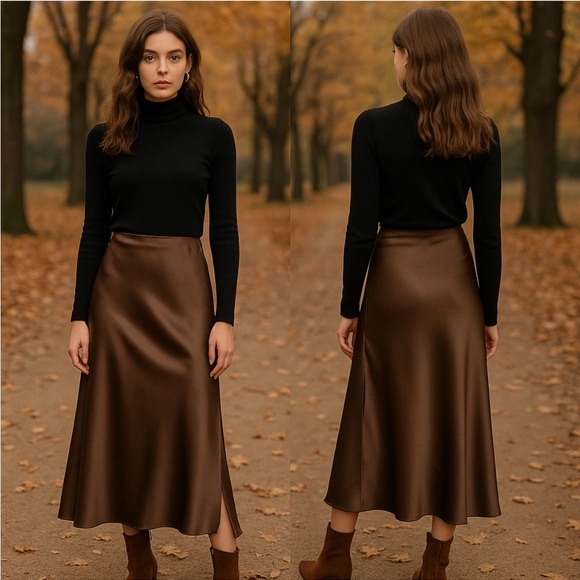 Rails Jada Satin Slip Skirt — Size Small — Peat Moss - Picture 2 of 6